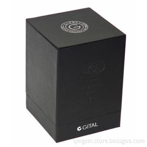 Leather Gift Box with Lid, Luxury Leather, Silver Foil on Top, Embossing for Customer's Logo